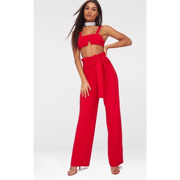 PrettyLittleThing Pants - NEW Pretty Little Things Red Wide Leg Pants